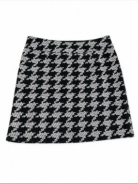 Talbots Petites Italian Fabric Wool Blend Houndstooth A-Line Mini Skirt Size 14P
